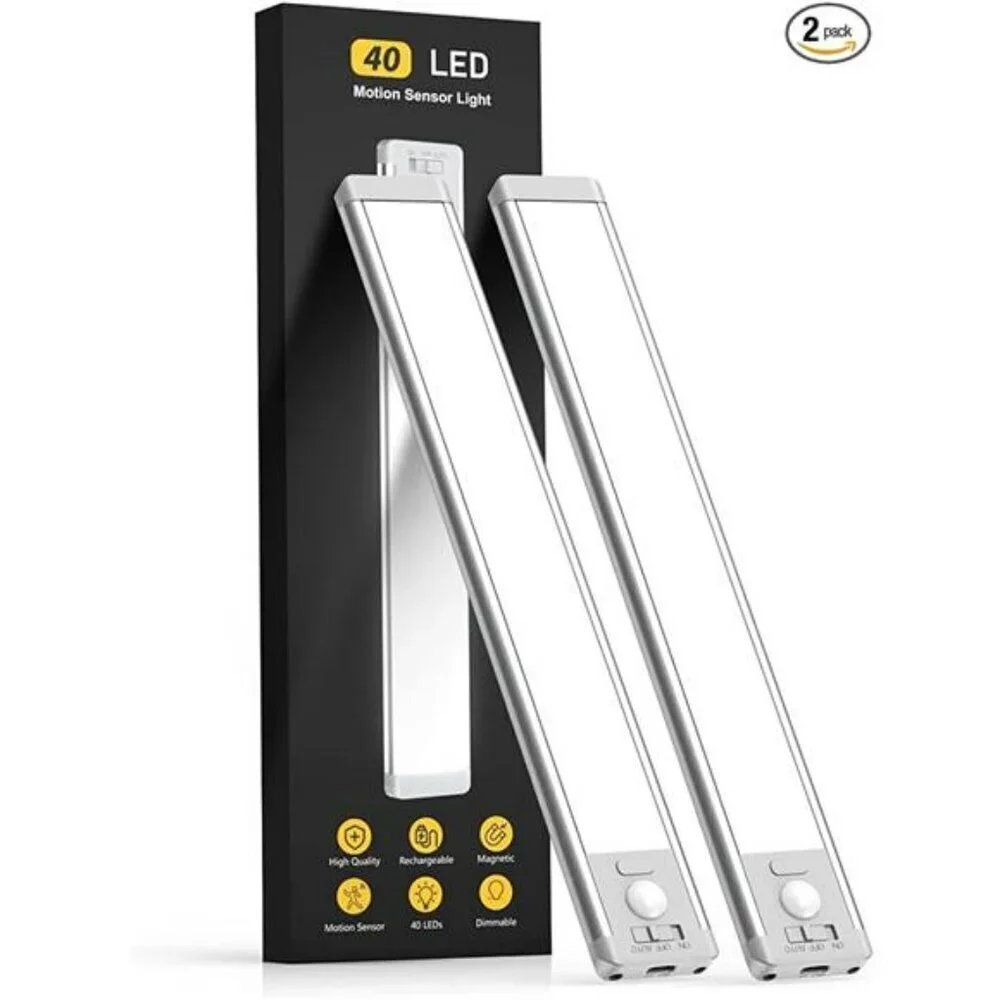 Under Cabinet Lights 40 LED Rechargeable Battery Operated Motion Sensor Light In